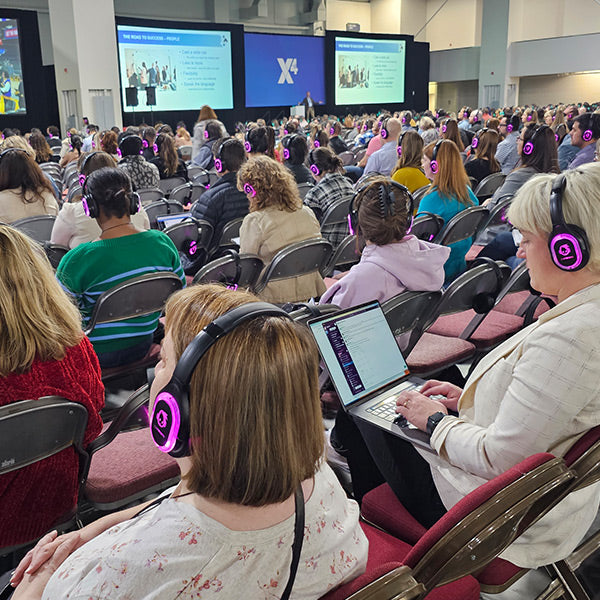 Quiet Events Silent Disco headphones for noise reduction at silent conferences