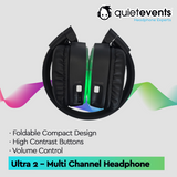 Silent Disco Headphone - 10 & 3 CH Ultra 2 - (ADA Compliant) (U2)