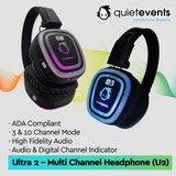 Silent Disco Headphone - 10 & 3 CH Ultra 2 - (ADA Compliant) (U2)
