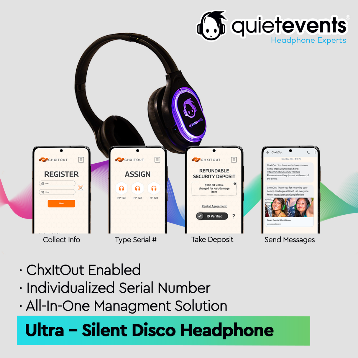 Silent Disco Headphone (U) - 10 CH Ultra