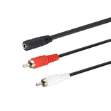 2 RCA Male to 3.5mm Female Stereo Audio Adapter Cable – Y Splitter for Headphones, Smartphones, or MP3 Players to Home Audio Systems (1 ft)